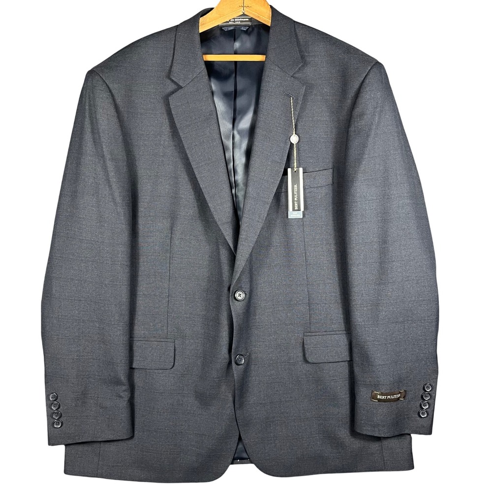 Bert Pulitzer Blazer Mens 48R Charcoal Gray Classic Fit Wrinkle Resistant NWT